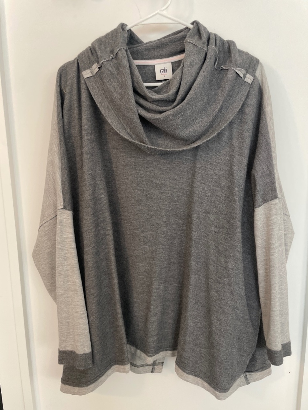 Like New CAbi Grey cross back sweater (size S)